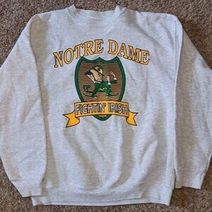 Vintage 90's grey Notre Dame college football NCAA Irish sweatshirt shirt JK5646
